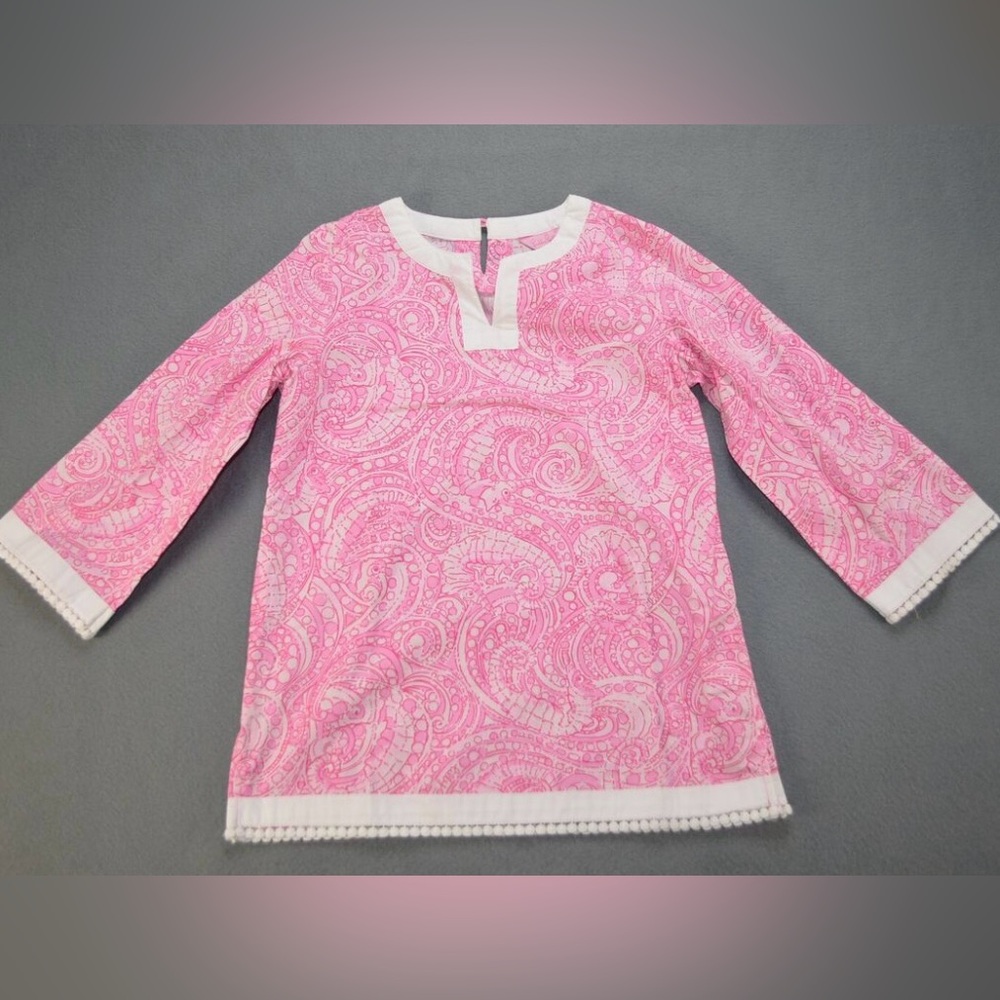Lilly Pulitzer tunic top pink with white accents girls Sz. 5